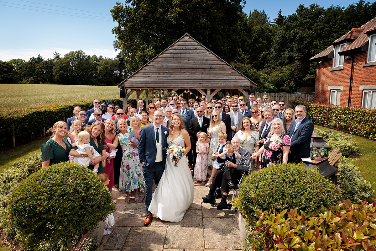 wedding party in the rose garden at Wellington Arms
